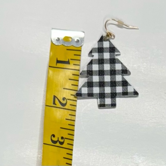 BUFFALO PLAID Black And White Tree Earrings - Picture 8 of 12